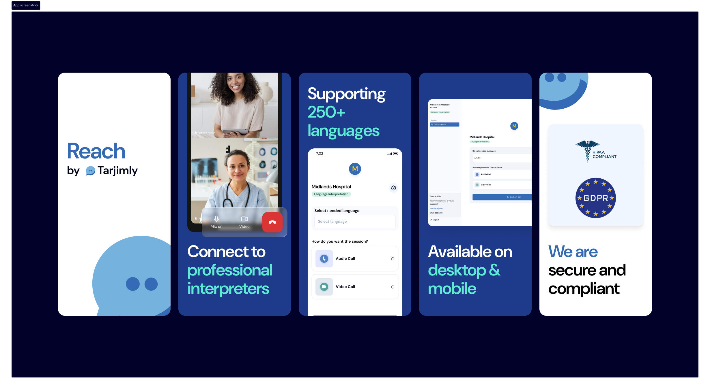 Reach app screenshots across devices