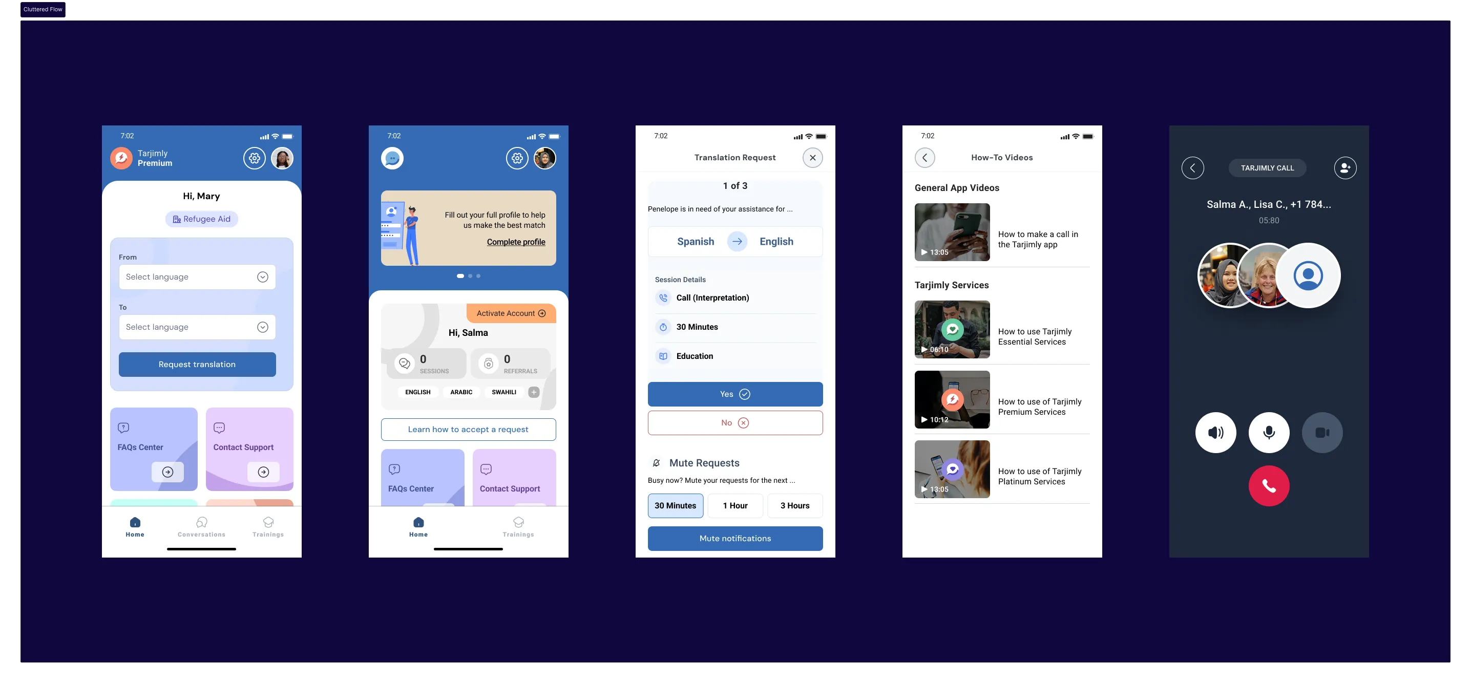Previous cluttered flow — before redesign