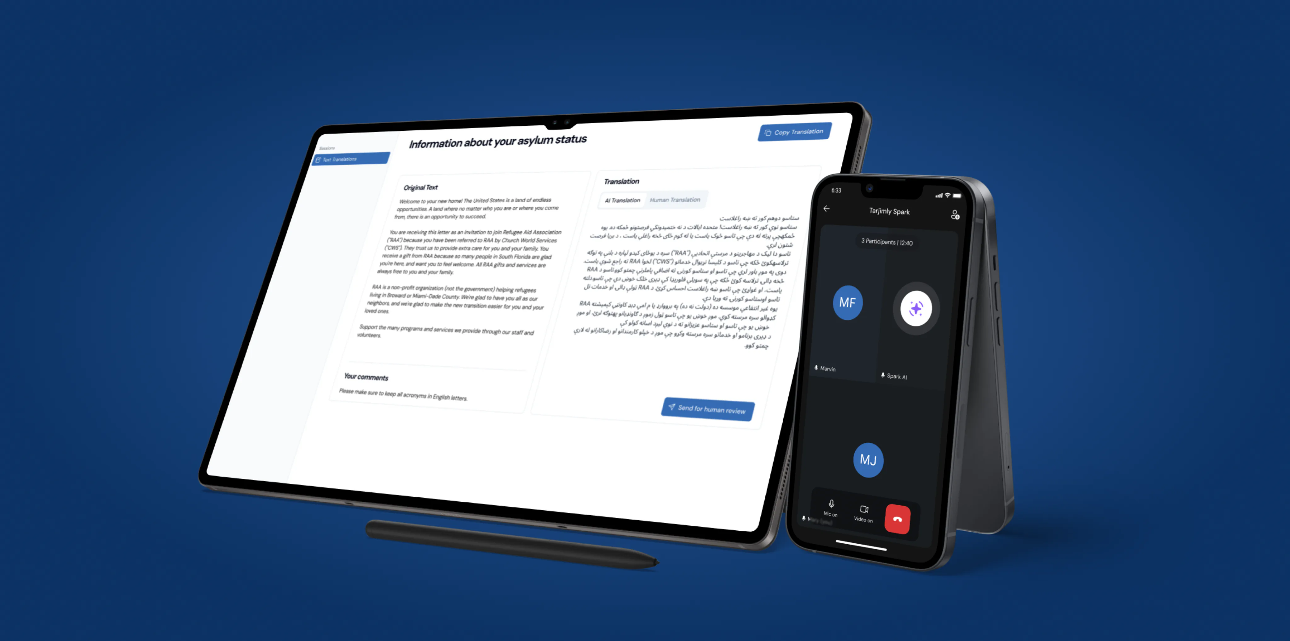 Tarjimly Spark AI interface