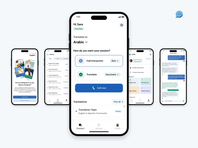 The mobile experience across onboarding, service entry, activity, profile and Spark.
